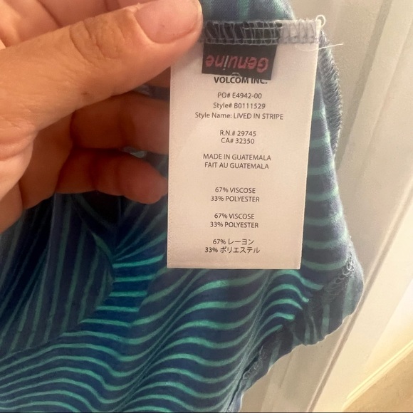 Volcom tank top, turquoise and lavender stripe, brand new with tags. - Picture 5 of 5